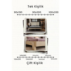 Ebruli Model Dikey Başlıklı Ahşap Karyola 100x200 cm