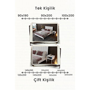 Hüma Dikey Çizgili Model Masif Çam Karyola Ve 2 Adet Komodin Seti 150x200 cm