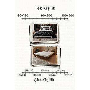 Damla 2'li Başlıklı Modern Karyola 90x190 cm