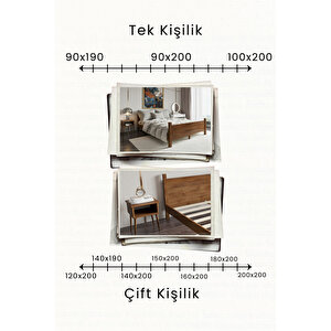 Melodi Çift Başlıklı Masif Çam Karyola Ve 2 Adet Komodin Seti 140x200 cm