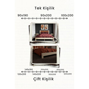 Orion Kiremit Puflu Başlık Masif Ahşap Karyola - Vernikli 100x200 cm
