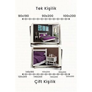 Natura Masif Çam Karyola Ve 2 Adet Komodin Seti 100x200 cm