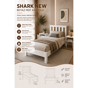 Shark New Çift Kişilik Mdf Karyola 120x200 cm