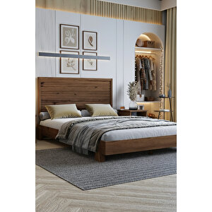 Alaz Model Yatay Başlıklı Ahşap Karyola 90x190 cm