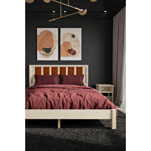 Orion Kiremit Puflu Başlık Masif Ahşap Karyola - Vernikli 200x200 cm