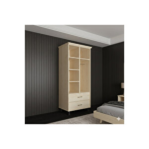 Softwood Ahşap Yatak Odası Seti - Iskandinav 2 Kapaklı Gardırop, Karyola Ve Çekmeceli Şifonyer Takımı 90x190 cm