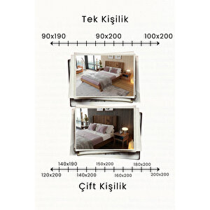 Hüma Dikey Çizgili Model Masif Çam Karyola Ve 2 Adet Komodin Seti 120x200 cm