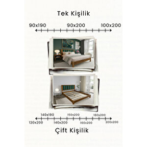 Orion Zümrüt Yeşili Puflu Masif Ahşap Karyola 200x200 cm