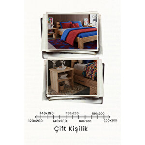 Letto   Çift Kişilik Mdf Karyola Ve 2 Komodinli Set 180x200 cm