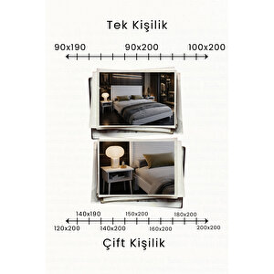 Alaz Yatay Başlıklı Masif Doğal Ahşap Karyola Ve 2 Adet Komodin Seti 150x200 cm
