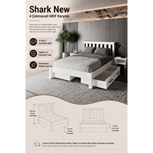 Shark New 4 Çekmeceli Çift Kişilik Mdf Karyola 200x200 cm