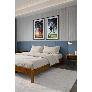 Loft Model Masif Doğal Ahşap Karyola Ve 2 Adet Komodin Seti 120x200 cm