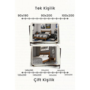 Natura Masif Çam Karyola Ve 2 Adet Komodin Seti 140x190 cm