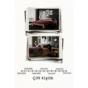Lotus   Çift Kişilik Mdf Karyola Ve 2 Komodinli Set 200x200 cm