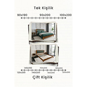 Orion Çağla Yeşili Puflu Başlık Masif Ahşap Karyola 140x190 cm