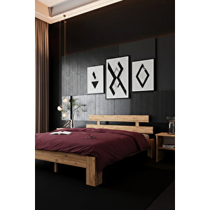 Lotus   Çift Kişilik Mdf Karyola Ve 2 Komodinli Set 160x200 cm