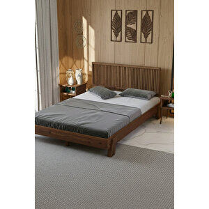 Ebruli Model Dikey Başlıklı Ahşap Karyola 90x200 cm