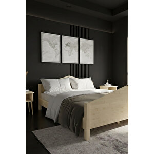 Milano Masif Ahşap İskandinav Retro Karyola - Vernikli 140x200 cm