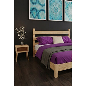 Natura Masif Çam Karyola Ve 2 Adet Komodin Seti - Vernikli 90x190 cm