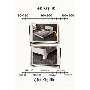 Hüma Dikey Çizgili Başlıklı Ahşap Karyola 120x200 cm