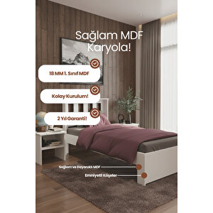 Stark Tek Kişilik Mdf Karyola Ve 2 Komodinli Set 90x190 cm