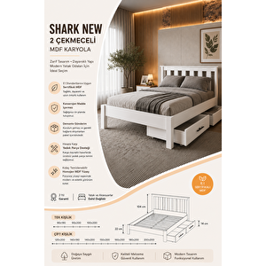 Shark New 2 Çekmeceli Tek Kişilik Mdf Karyola 90x190 cm