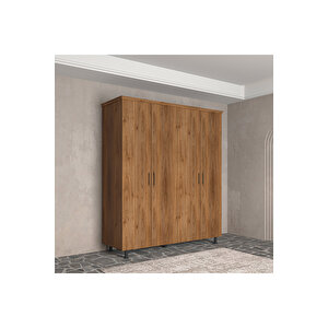 Softwood Ahşap Yatak Odası Seti - Iskandinav 4 Kapaklı Gardırop, Karyola Ve Çekmeceli Şifonyer Takımı
