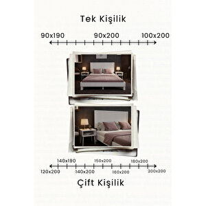 Alaz Dikey Başlıklı Masif Doğal Ahşap Karyola Ve 2 Adet Komodin Seti 100x200 cm