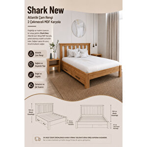 Shark New   2 Çekmeceli Tek Kişilik Mdf Karyola 90x190 cm