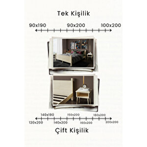 Melodi Çift Başlıklı Masif Çam Karyola Ve 2 Adet Komodin Seti - Vernikli 90x200 cm