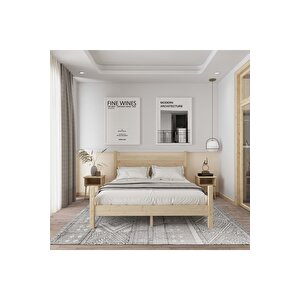 Urban Model Masif Ahşap Karyola Ve 2 Komodin Set - Vernikli 120x200 cm