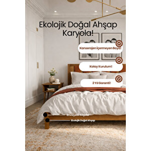Orion Kiremit Puflu Başlık Masif Ahşap Karyola 100x200 cm