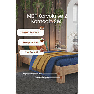 Letto   Tek Kişilik Mdf Karyola Ve 2 Komodinli Set 100x200 cm