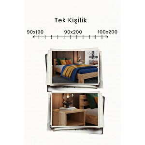 Letto   Tek Kişilik Mdf Karyola Ve 2 Komodinli Set 100x200 cm
