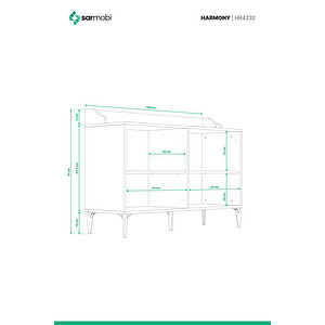 Harmony Maxi 4 Kapaklı Kahve Köşesi, Stüdyo Mutfak 128x91x44 Cm Antrasit – Modern Tasarım