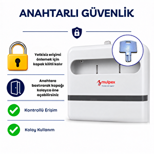 Yarım Katlı Klozet Kapak Örtüsü Dispenseri Beyaz Abs Plastik Kilitli 40x28x4,5 Cm