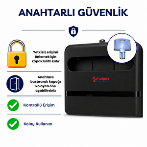 Yarım Katlı Klozet Kapak Örtüsü Dispenseri Siyah Abs Plastik Kilitli 40x28x4,5 Cm