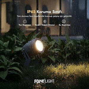 Egitera 33 cm LED Kazıklı Çim Armatürü Spot Antrasit Alüminyum IP65 Bahçe Peyzaj Aydınlatması 7W 3000K 3000 Kelvin