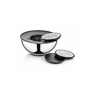 Collection 1. Sınıf Paslanmaz Çelik 24 Cm Karıştırma Rende Saklama Kabı Seti ( 1125 - Gümüş )