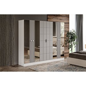 Adra Grey 6 Kapılı Gardırop