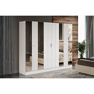 Adra White 6 Kapılı Gardırop