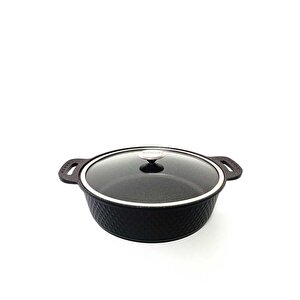 Triana - 3631 - 2 Parça Biogranit Döküm, 26 Cm - 3,4 Litre, Tencere Siyah Gövde, Platin Detay