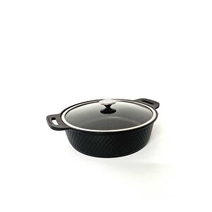 Triana - 3631 - 2 Parça Biogranit Döküm, 26 Cm - 3,4 Litre, Tencere Siyah Gövde, Platin Detay