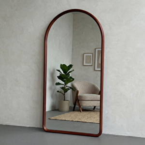 Kemerli Boy Aynası – Doğal Kayın Ahşap Çerçeveli Tam Boy Ayna, Modern Ev Dekorasyonu (pelesenk Rengi̇) 120x200 cm