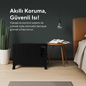 Siyah Fanlı Konvektör Isıtıcı 2500w Hc-2952
