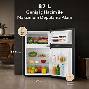 Htmf-90eb 87 L Çift Kapılı Mini Buzdolabı - Siyah