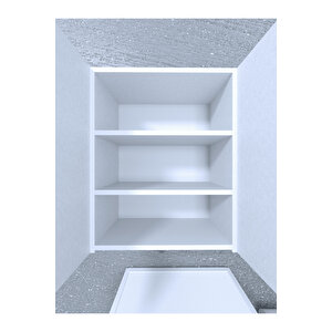3 Raflı Çok Amaçlı Hazır Mutfak Dolabı Mat Beyaz Mdf Lam 69x55x25 Cm Yavaşlatıcılı Kapaklı