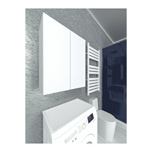 3 Raflı Çok Amaçlı Mutfak Dolabı Mat Beyaz Mdf Lam 69x55x25 Cm Yavaşlatıcılı Kapaklı Duvar Dolabı
