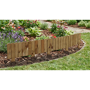 Iahşap Doğal Ahşap Bahçe Bordür Çiti  - Modüler Birleştirilebilir Emprenyeli Çiçeklik Ve Yol Sınırlandırıcı 20x120 cm