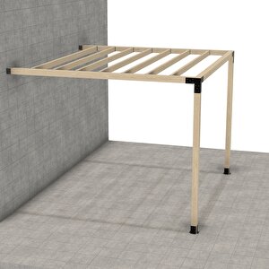 Iahşap İki Direkli Ahşap Üst Izgaralı Sundurma Sistemi 2,4x3 Metre